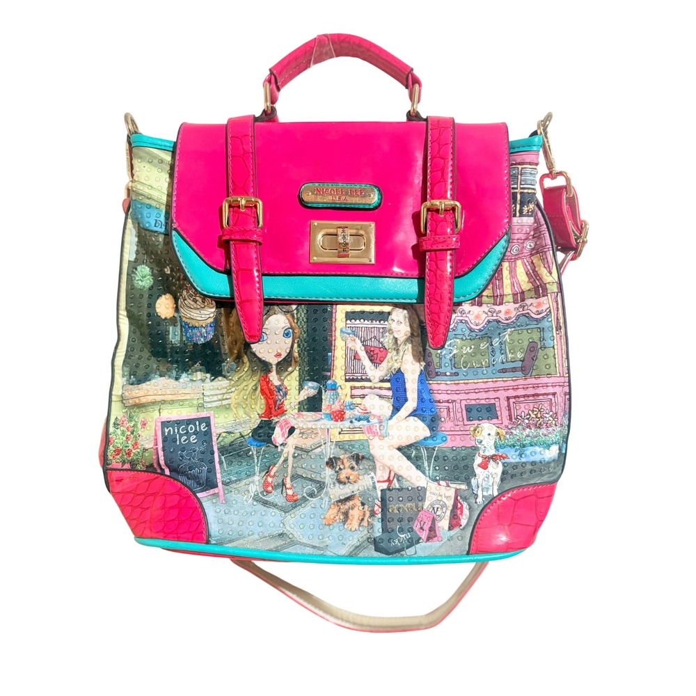 Nicole Lee Tea Time Me Time Satchel/Crossbody OS Graphic Print Convertible